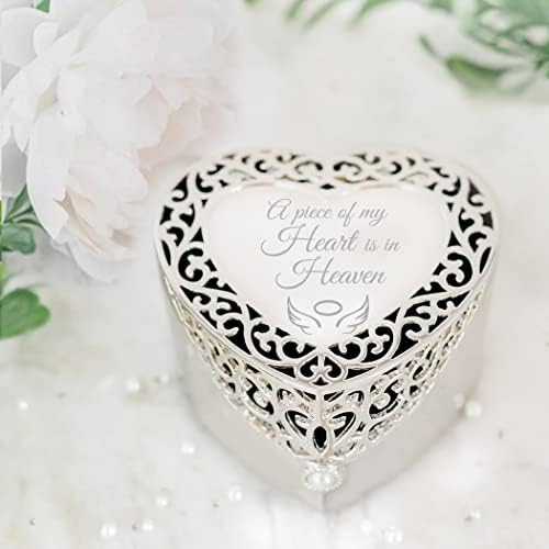 רגעים מוקירים תכשיטים קופסת מזכרת עם עיצוב פיליגרן בצורת לב לאובדן מתנה של אהדה של אהוב, אובדן מתנה לשכול של