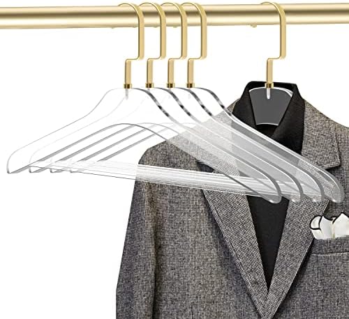 איכותי איכותיים של מעיל אקרילי לוציט קולבי עם בר - חבילה 5, קולב בגדים מסוגננים עם מכנסיים אקריליים - קולב מעיל