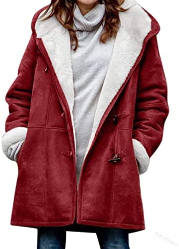 מעילים חמים בחורף לנשים מעיל ז'קט מרופד עם כפתור פליס מטושטש עם כיסים עם כיסים