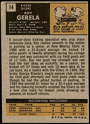 1971 Topps 14 Roy Gerela Houston Oilers VG Oilers