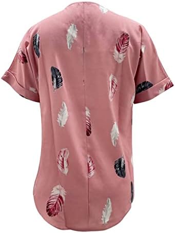 כפתור הדפס פרחוני מטה חולצות לנשים V צווארון חולצה עם צווארון קיץ צמרות עסקים מזדמנים
