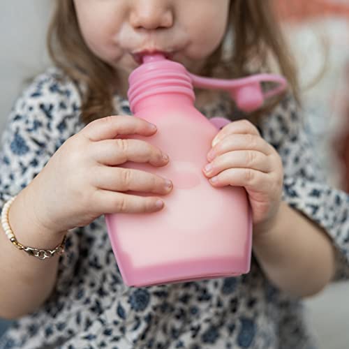 שקיות מזון לתינוקות לשימוש חוזר - 5 אונקיות כוס קש לפעוטות עם האכלה עצמית סחוטה עם קש-בקבוק מזין לאחסון
