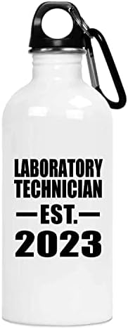 תכנון טכנאי מעבדה הוקם EST. 2023, בקבוק מים 20oz כוס מבודד מפלדת אל חלד, מתנות ליום הולדת יום הולדת