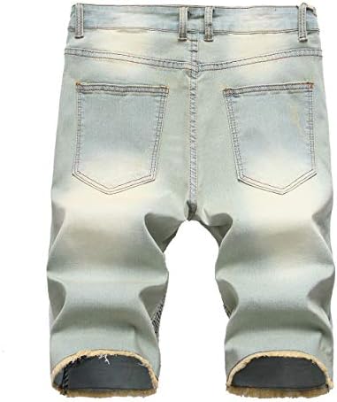 מכנסי ג'ינס קצרים של MXCVYCC לגברים רזים בכושר במצוקה ישר מכנסיים קצרים קרועים ג'ין