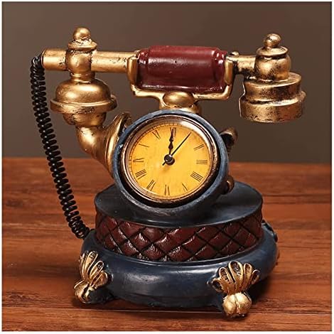 טלפון טלפוני טלפוני שולחן עבודה דקורטיבי, טלפון קווי רטרו עם שעון מובנה שניתן להסרה, טלפון קל