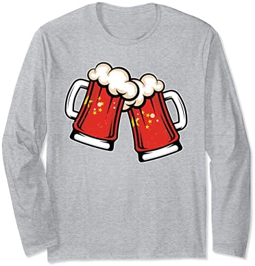 ספל בירה דגל סין - חולצת טריקו של שרוול ארוך בירה סינית