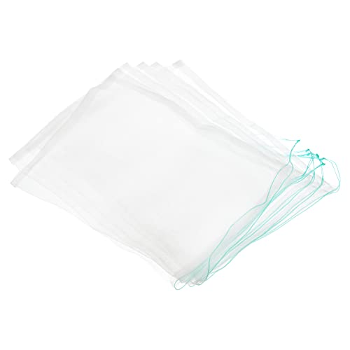 שקיות מדיה מסנן אקווריום פטיקיל 35 על 25 סמ 10 חבילות שקיות רשת מיכל דגים עם שרוכים לבן