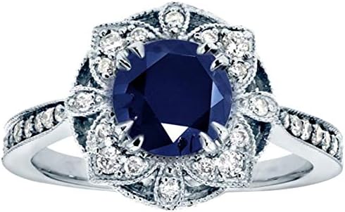 טבעת גודל 6 10 פרח חלול אופנה נחושת זירקון טבעת נשים של עם כחול שמנמן טבעות סט