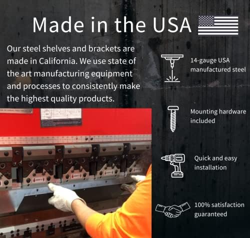 קרטל DIY מיוצר בארצות הברית מדף צף ליניארי - פלדה מיוצרת בארהב מזויפת - קיר מתכת כבד תעשייתי רכוב