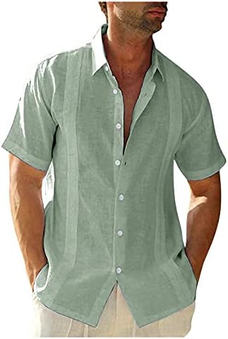 חולצות פשתן כותנה לגברים XXBR כפתור קיץ חדש צווארון צווארון צווארון שרוול קצר רגוע כושר חוף חולצה