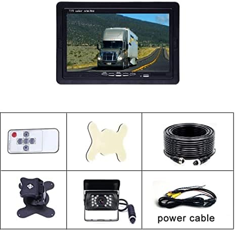 מערכת מצלמות גיבוי של Haokeo למשאיות ו- RVS - תצוגה בגודל 7 אינץ 'עם מצלמת תצוגה אחורית אטומה למים IP68, ראיית