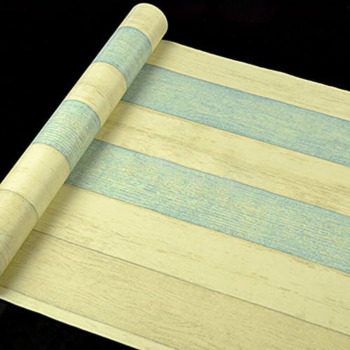 נייר עץ פסים כחול-צהוב-פסים ריהוט גרעינים נייר דבק עצמי מדף מדף מדלפת מדבקת שולחן 17.7 אינץ 'על 9.8