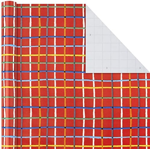הולמרק יום הולדת גלישת נייר צרור עם לחתוך קווים על הפוך בהיר והולוגרפית הדפסי דפוסים באדום, כחול,