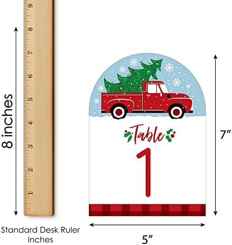 נקודה גדולה של אושר עץ חג המולד הקטן שמח-משאית אדומה מסיבת חג המולד דו צדדית כרטיסי 5 על 7 אינץ