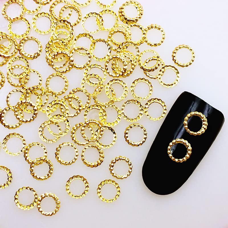 אקוק 100 לספור / חבילה 3 ד גליטר קסם נייל אמנות קישוט הרבעה יפני מסמרת סגנון מיני זהב סגסוגת מעגל עיצוב