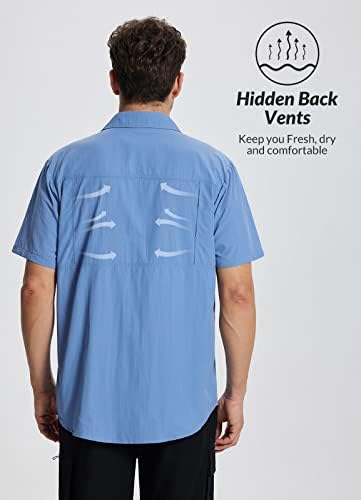 חולצות שרוול קצרות של גברים של גברים UPF 50+ הגנת שמש כפתור מזדמן לדיג טיולים בחוף יבש קל משקל יבש