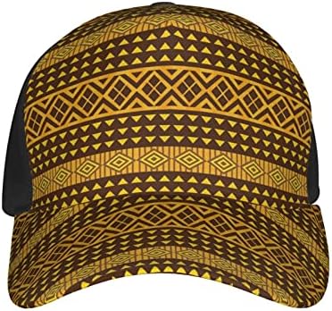 צהוב וחום משולשים מודפס בייסבול כובע, מתכוונן אבא כובע, מתאים לכל מזג האוויר ריצה ופעילויות חוצות