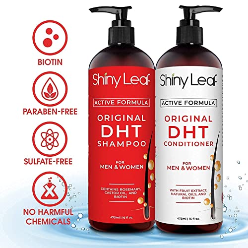 שמפו חוסם DHT ומרכך לאובדן שיער עם ביוטין לגברים, נשים, טיפול באובדן שיער, שמן עלים רוזמרין ותמציות אספרגוס,