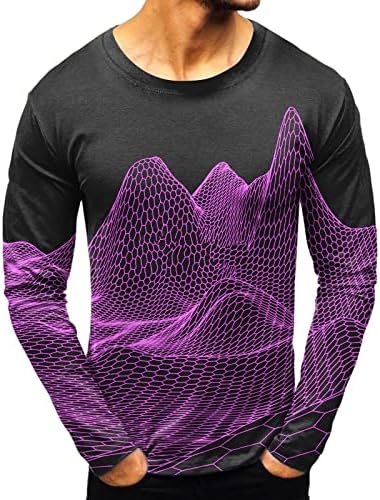 XXBR 2022 סתיו גברים חולצות שרוול ארוך, רחוב 3D דיגיטלי הדפס הרים הצוואר צוואר צוואר טייס אימון ספורט