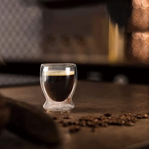 Vevok שף אספרסו זכוכית כוסות קפה 90 מל 3 גרם-ערכות של 4 ספל זכוכית קפה צלול כפול קפה כפול כוס כוסות קטנות