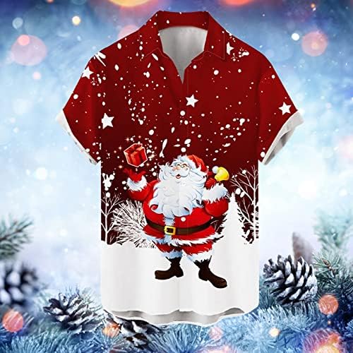 חולצות חג המולד של UBST לגברים, מצחיק 3D חג המולד סנטה קלאוס מודפס צמרות מודפס