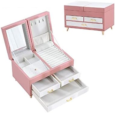 קופסת קינגס קופסת תכשיטים כפול קופסאות תכשיטים קופסאות תכשיטים סוג מגירת קיבולת גדולה מובנית במראה 3 מגירות