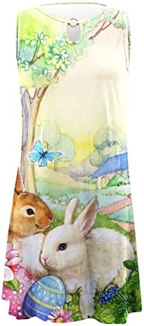 שמלת פסחא של HGCCGDU נשים 2023 3D ארנב ארנב/הדפס ביצה א-קו שופע שמלות חולצת טש חולצת שרוולים קיץ