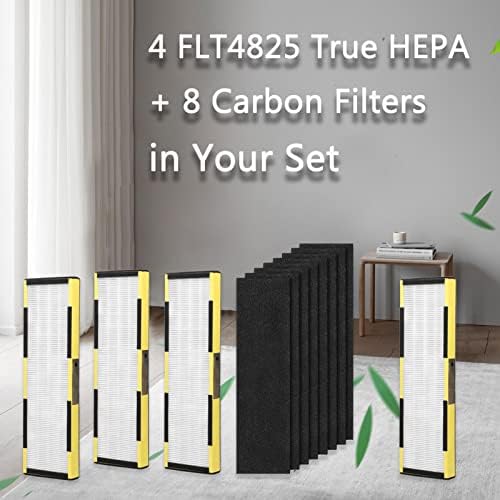 FFSIGN 4 החלפת חבילות FLT4825 פילטר B עם 8 חבילות פחמן מקדימות תואמות ל- Guardian AC4825, AC4300BPTCA, AC4900CA,