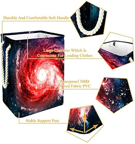 גלקסיה אסתטית גלקסי אדום ערפילית אדומה סל כביסה סלסול מתקפל על מארגן מלבני למבוגרים יוניסקס, נערות