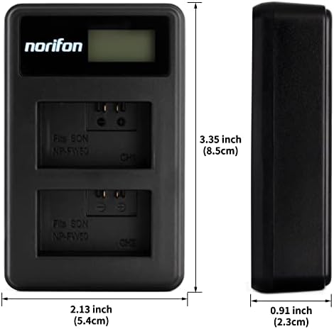 NORIFON NP-FW50 ערוץ כפול LCD מטען USB עבור Sony Alpha 6000, 5000, 5100, ILCE-6000, ILCE-7,