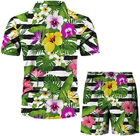 תלבושות אימוניות 2 חלקים לגברים פלוס חולצה הוואי פרחונית בגודל ותפאורות קצרות