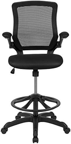 פלאש ריהוט כרוב אמצע גב שחור רשת ארגונומי ניסוח כיסא עם מתכוונן רגל טבעת להעיף את זרועות