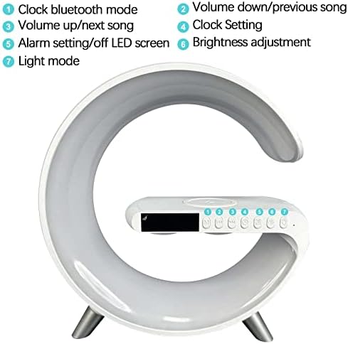 מנורת מטען אלחוטי של Angd, רמקול Bluetooth מטען אלחוטי עם מנורת שולחן מיטה נייד נייד רמקול מיני