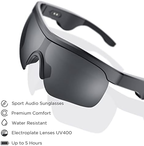 גווני צליל Vonaural משקפי שמש של ספורט אודיו חכמים עם עדשות UV400 & Bluetooth קישוריות, לגברים ונשים, CVC 8.0 רעש