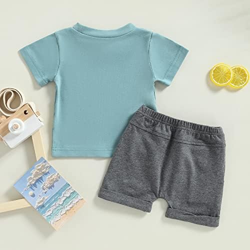 Yokjzjd פעוט פעוט תינוק תלבושות קיץ תלבושות מכתב חולצת טריקו שרוול קצר מכנסיים מכנסיים קצרים