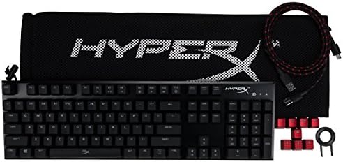 סגסוגת Hyperx FPS - מקלדת משחקי מכני ואביזרים - גורם צורה קומפקטי - Clicky - Cherry MX Blue - LED אדום