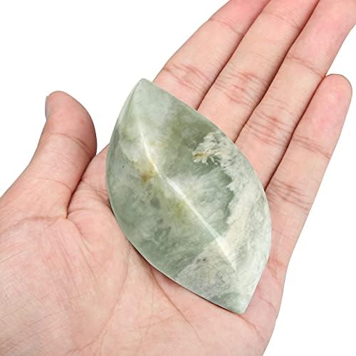 Rockcloud 2 PCS עלים מגולפים ביד אבן עיסוי בצורת אבן, אבן דאגה מלוטשת להרפיה של מדיטציה ליוגה, Xiuyan Jade