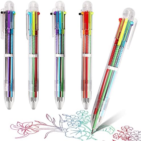 4 חבילה כדורי עט, 6-ב-1 ססגוניות נשלף כדורי עטים, 0.5 ממ צבעוני דיו עט, רב צבע עט עבור בית ספר ציוד