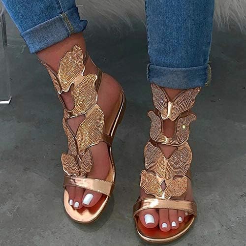 סנדלי Aokasii לרוחב רחב נשים, סנדלים שטוחים פרפר מזדמן עקבי פלטפורמה פתוחים נעלי סנדל נוחות