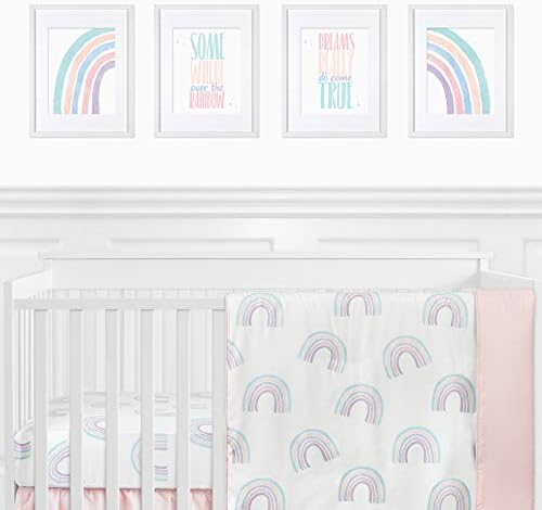 מתוק ג ' וג ' ו עיצובים פסטל קשת קיר אמנות הדפסי חדר תפאורה עבור תינוק, משתלה, וילדים-סט של 4-סומק ורוד,