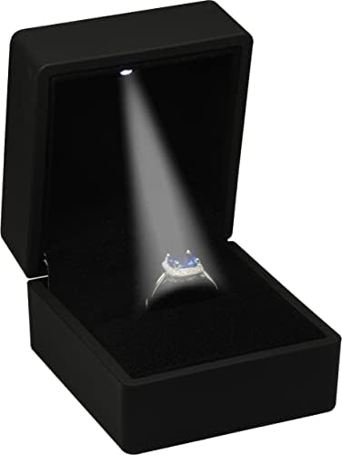 תכשיטי פאק הובילו קופסת טבעת שחורה להצעה, חתונה, אירוסין, יום ולנטיין, מתנת תכשיטי יוקרה לחג