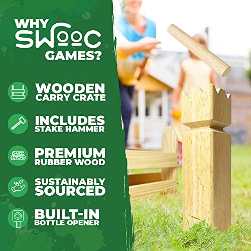 משחקי SWOOC - סט משחקי חצר של קובב - סט שחמט ויקינג פרמיום עץ קשיח עם ארגז עץ - למבוגרים וילדים