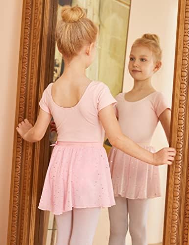 חצאית בלט של זאקלוטר בנות נוצצת שיפון משוך על חצאיות ריקוד לפעוטות/לילדים בגדי ריקוד 2 חבילה