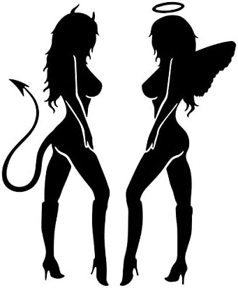 בנות סקסיות מלאך ושטן צלליות מכוניות אוטומטיות מירוצי אופנוע מדבקות קסדה - 5 - לבן