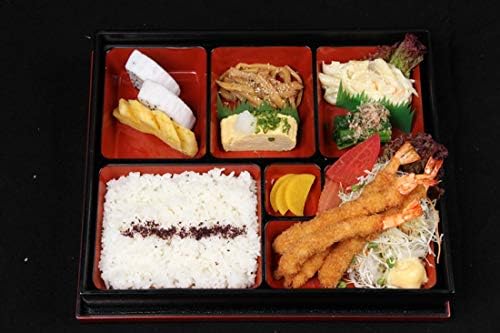 יפן Bargain 1594, ארוחת צהריים Bento Box 6 תאים מפלסטיק מסורתי יפני לכה למסעדה או בית המיוצר