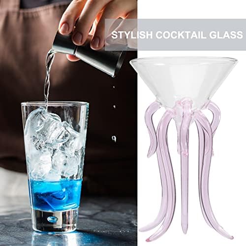 כוסות קוקטייל של Upkoch תמנון מרטיני קוקטייל זכוכית זכוכית כוס שמפניה יצירתית חלילי שתייה גביש