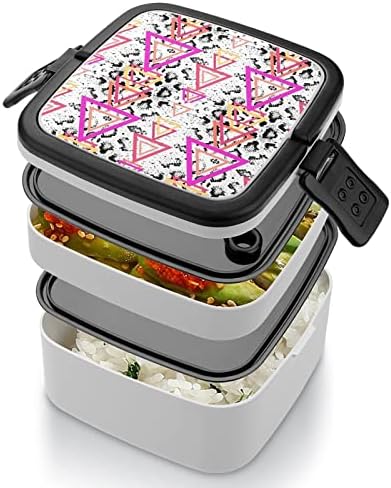 Snakeskin Trilateral Bento Box Layer שכבה כפולה All-in-One מיכל ארוחת צהריים עם כף לטיולי פיקניק