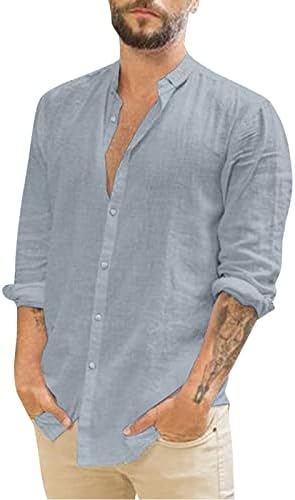 חולצות פשתן כותנה לגברים שרוול ארוך שרוול ארוך חוף היפי מזדמן צמרות יוגה רגועות בכושר קל משקל כפתור מטה
