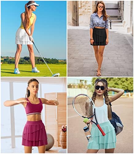 V לחצאית טניס אתלטית עירונית לנשים מותניים גבוהות עם מכנסיים קצרים כיסים מתכווננים אימון גולף סקורטס חצאיות