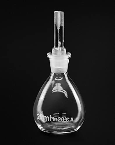 מעבדה מעבדה בקבוקי שקלול, 2 חבילות 2 מל בקבוק כוח משיכה ספציפי, זכוכית בורוסיליקט - פקק מחורר - תחתית שטוחה,